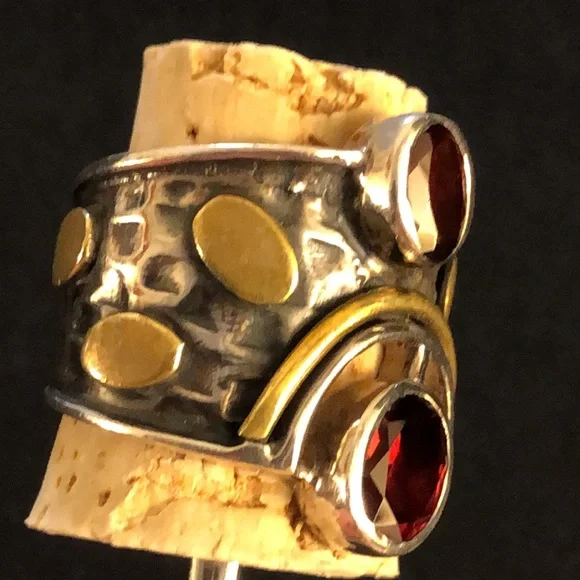 Vintage Rhodolite Garnet Sterling Silver Ring RareFind SJ925 Excellent Condition